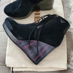 DIESEL Black on the wedge. Leather Boots/Booties